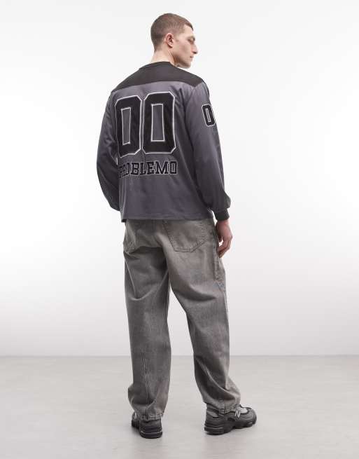 No Problemo NYP long sleeve sports jersey with logo back print in charcoal, 5 of 5