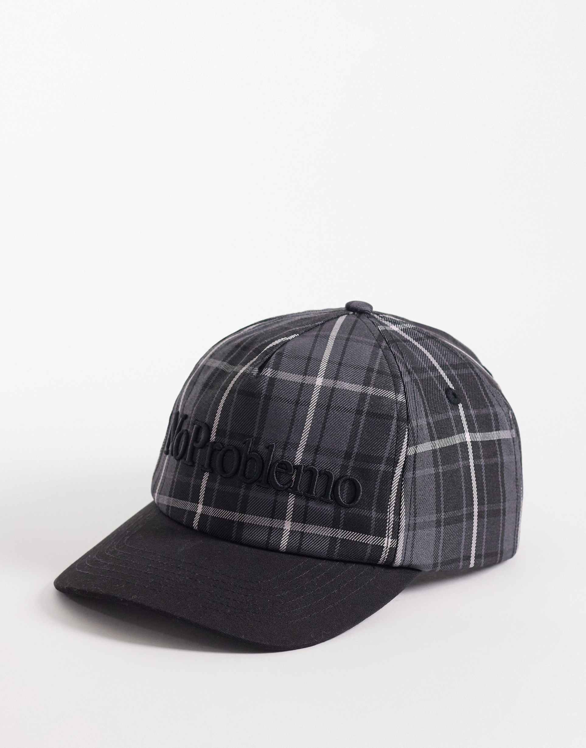 no problemo plaid cap in black