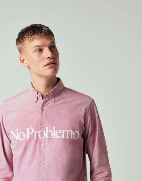 No Problemo - Rød langærmet oxford-skjorte med logodetalje - view 1