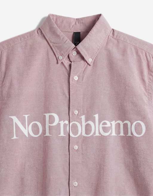 No Problemo - Rød langærmet oxford-skjorte med logodetalje, 8 af 12