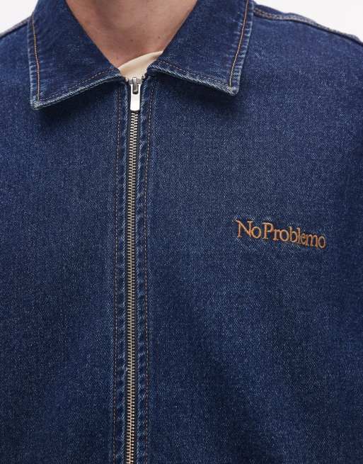 No Problemo – Schwere Jeansjacke in mittelblauer Waschung mit Reißverschluss, 5 von 5