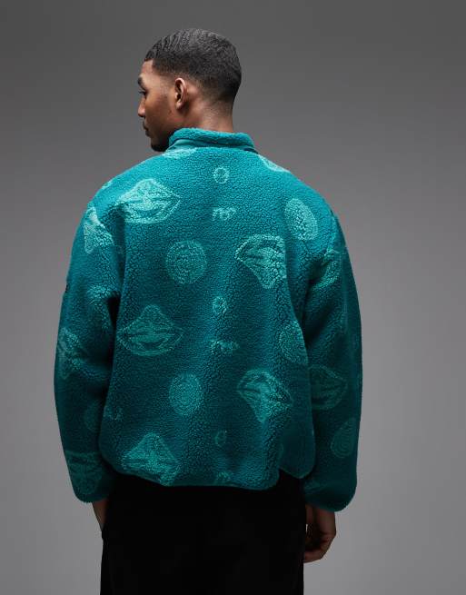 No Problemo space travel all over print fleece with double zip through in aqua, 3 of 5
