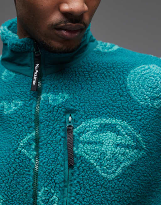 No Problemo space travel all over print fleece with double zip through in aqua, 5 of 5