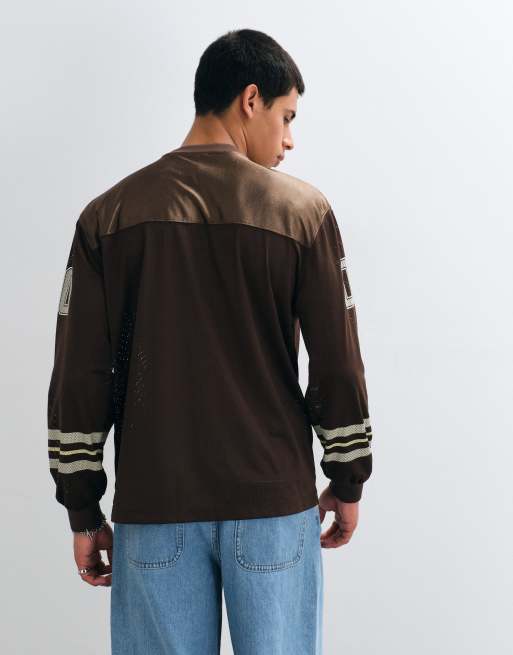 No Problemo sports long sleeve jersey with NYP logo in brown, 2 of 5