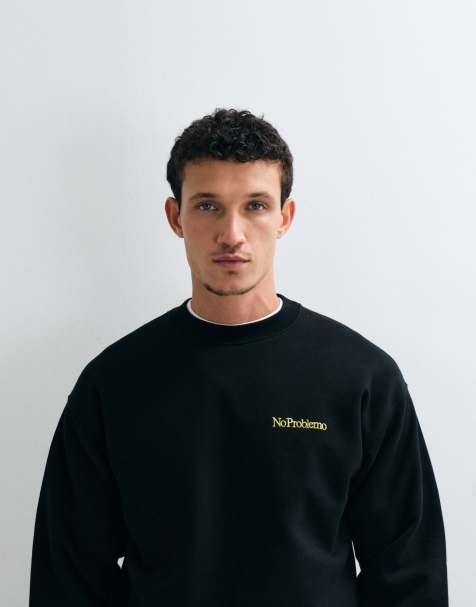 No Problemo - Sweat-shirt court en coton avec logo brodé - Noir - view 1