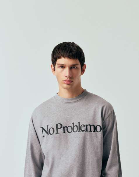 No Problemo - Sweatshirt van katoen met groot logo in gemêleerd grijs - view 1