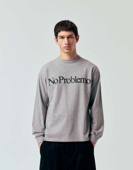 No Problemo - Sweatshirt van katoen met groot logo in gemêleerd grijs, 3 van 5