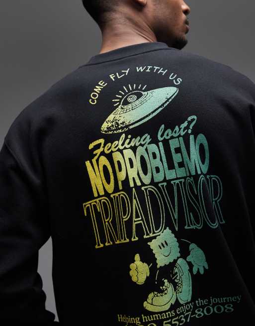 No Problemo - Sweatshirt van katoen met Trip Advisor-print op de achterkant in zwart, 5 van 5