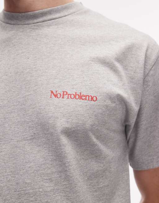 No Problemo – Szary T-shirt z bawełny 100% z małym logo, 5 z 5