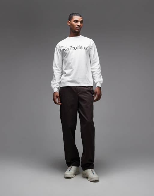 No Problemo - T-shirt à manches longues en coton avec imprimé Smile Away au dos - Blanc, 2 de 5