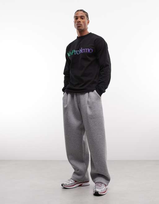 No Problemo - T-shirt a maniche lunghe in 100% cotone nera con logo a contrasto, 2 di 5