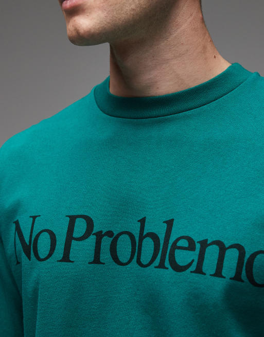 No Problemo - T-shirt a maniche lunghe verde scuro in cotone con logo, 5 di 5