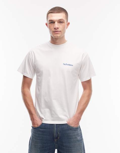 No Problemo - T-shirt bianca in 100% cotone con logo piccolo - view 1