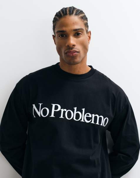 No Problemo - T-shirt van 100% katoen met lange mouwen en groot logo op de voorkant in zwart - view 1