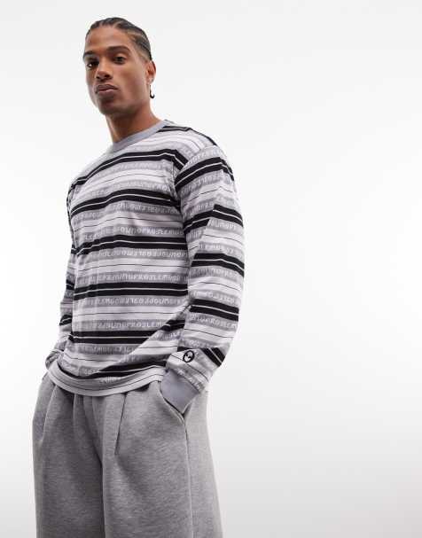 No Problemo - T-shirt van gestreept jacquard met lange mouwen in zwart - view 1