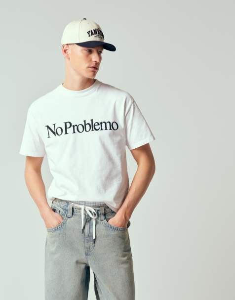No Problemo - T-shirt van katoen met logoprint in wit - view 1