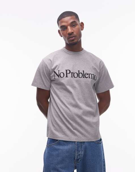 No Problemo logo cotton t-shirt in grey marl