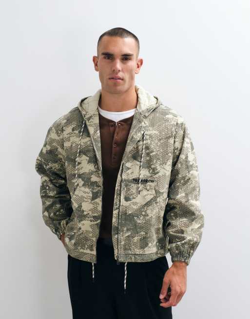 No Problemo veste à capuche zippée en ripstop avec logo imprimé camouflage arbre, sable, 2 de 5