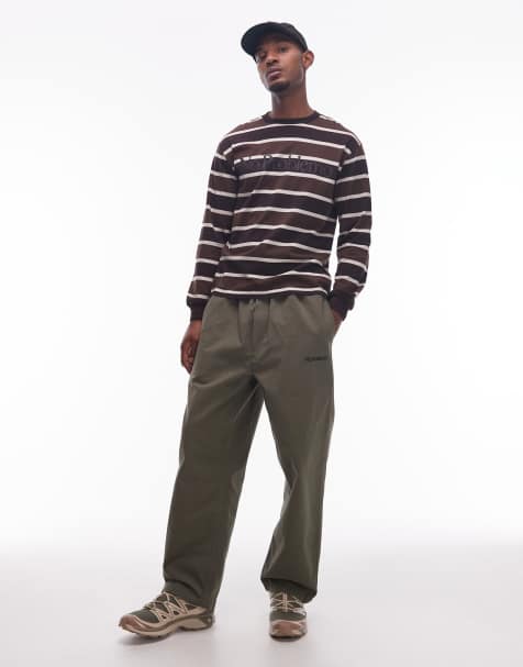 No Problemo mini logo ripstop pull on cotton trousers in khaki