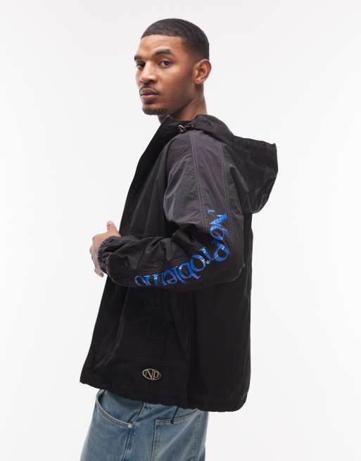No Problemo – Windjacke aus Nylon in Schwarz mit Kapuze und Logo am Ärmel, 4 von 5
