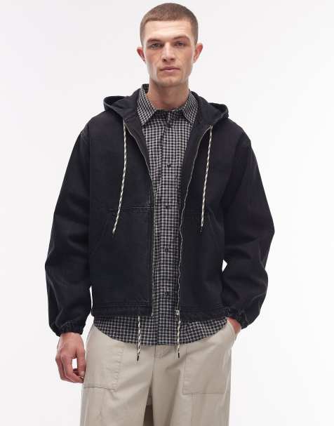 No Problemo – Workwear-Jeansjacke in schwarzer Waschung mit Reißverschluss - view 1