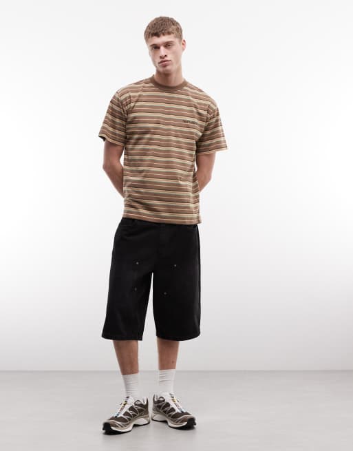 No Problemo x ASOS Exclusive 100% cotton logo T-shirt in brown stripes, 2 of 5