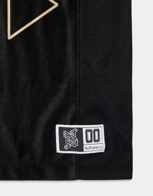 No Problemo x ASOS Exclusive sports mesh jersey with large logo in black, 8 of 9