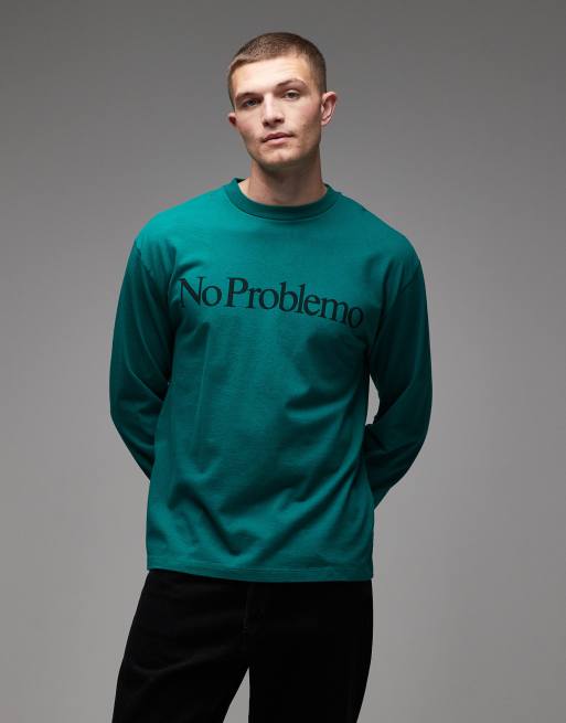 No Problemo – Zielony T-shirt z długimi rękawami z logo