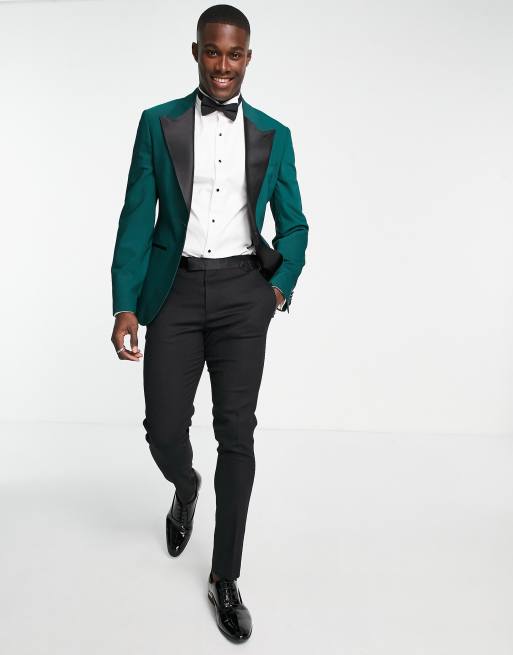 ASOS DESIGN slim tuxedo blazer in sage green