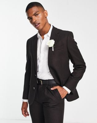 Noak Skinny Premium Fabric Tuxedo Suit Jacket In Black With Stretch