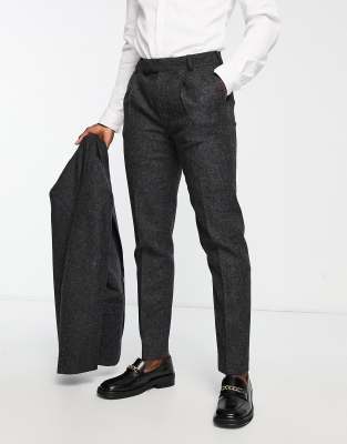 Noak British Tweed Slim Suit Pants In Charcoal Greygray ModeSens
