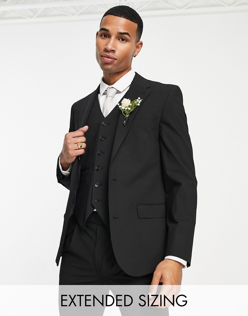 'Camden' skinny premium fabric suit jacket in black with stretch