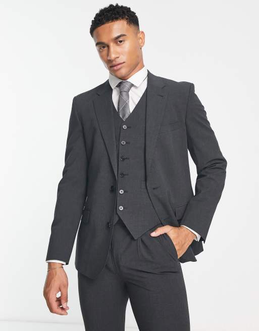 Noak 'Camden' skinny premium fabric suit jacket in charcoal grey with ...