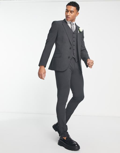 Noak 'Camden' skinny premium fabric suit jacket in charcoal grey with stretch, 4 of 4