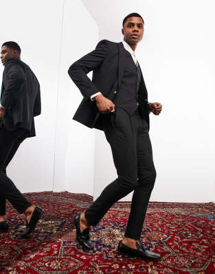Noak 'Camden' skinny premium fabric suit trousers in black with stretch - ASOS Price Checker