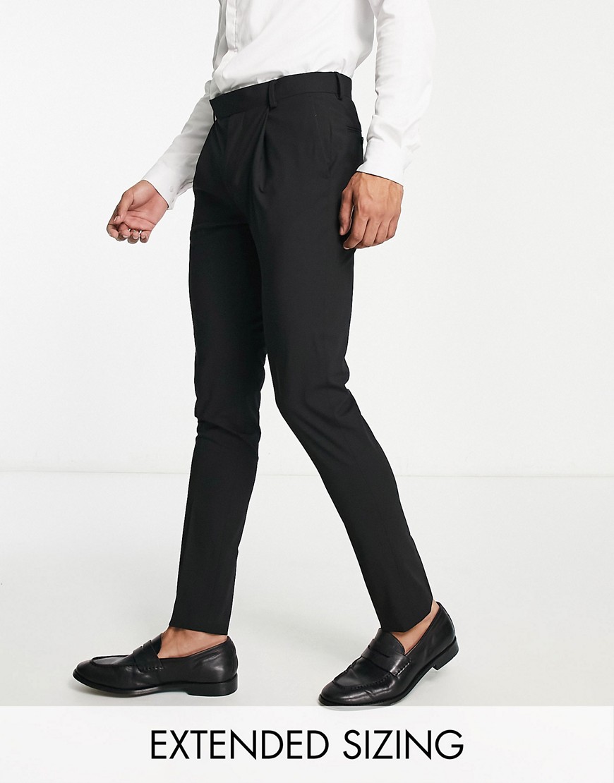'Camden' skinny premium fabric suit pants in black with stretch