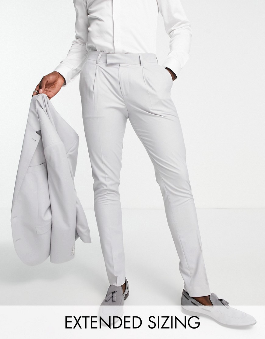 'Camden' skinny premium fabric suit pants in light gray with stretch