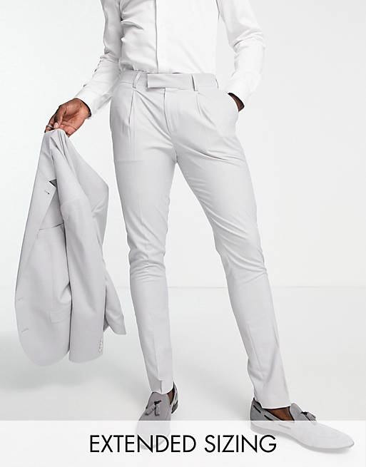 Noak 'Camden' skinny premium fabric suit pants in light grey with stretch
