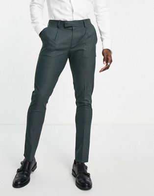 Noak 'Camden' skinny premium fabric suit trousers in green with stretch - ASOS Price Checker