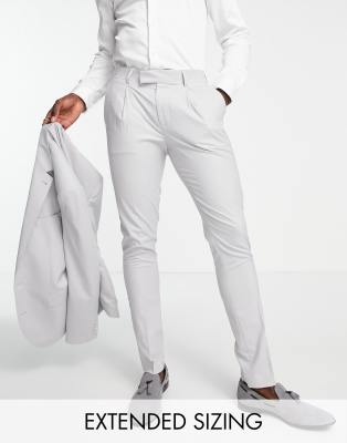 Noak 'Camden' skinny premium fabric suit trousers in light grey with stretch