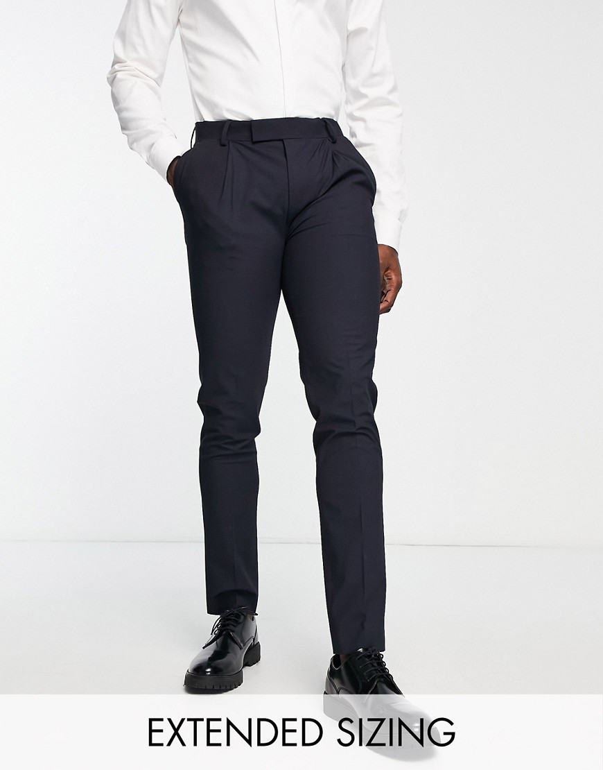 Noak ’Camden’ skinny premium fabric suit trousers in navy with stretch