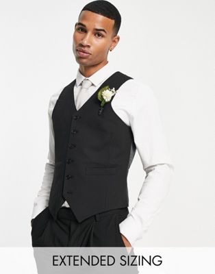 Shop Noak 'camden' Skinny Premium Fabric Suit Vest In Black With Stretch