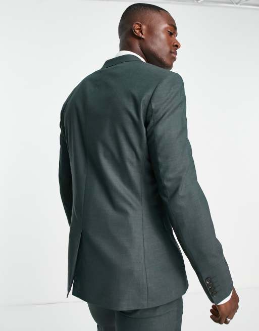 Noak 'Camden' skinny suit jacket in forest green with two-way