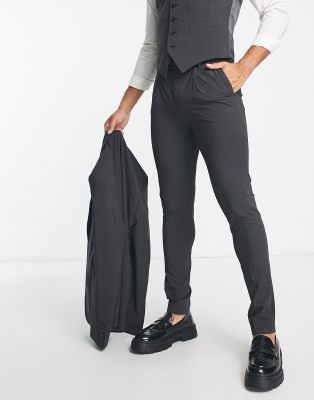 Noak 'camden' Skinny Premium Fabric Suit Pants In Charcoal Gray With