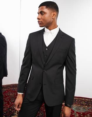 Noak 'Camden' slim premium fabric suit jacket in black with stretch