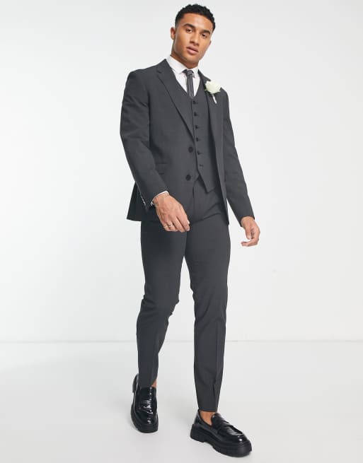 Noak 'Camden' slim premium fabric suit jacket in charcoal gray