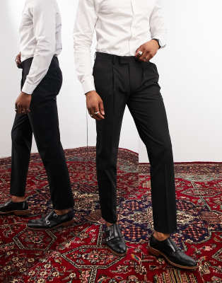 Noak Noak 'Camden' slim premium fabric suit trousers in black with stretch