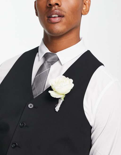 Black suit outlet with white waistcoat