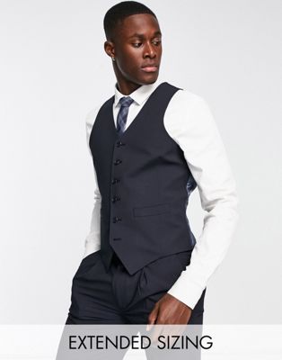 Noak ’Camden’ slim premium fabric suit waistcoat in navy with stretch