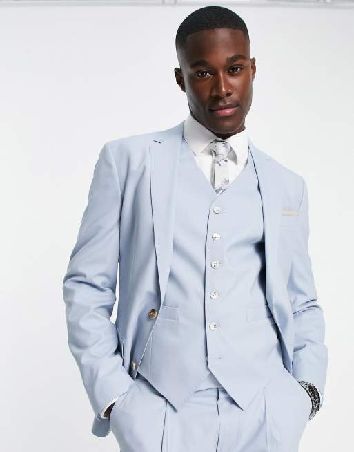 Noak Camden super skinny suit in light blue with two-way stretch